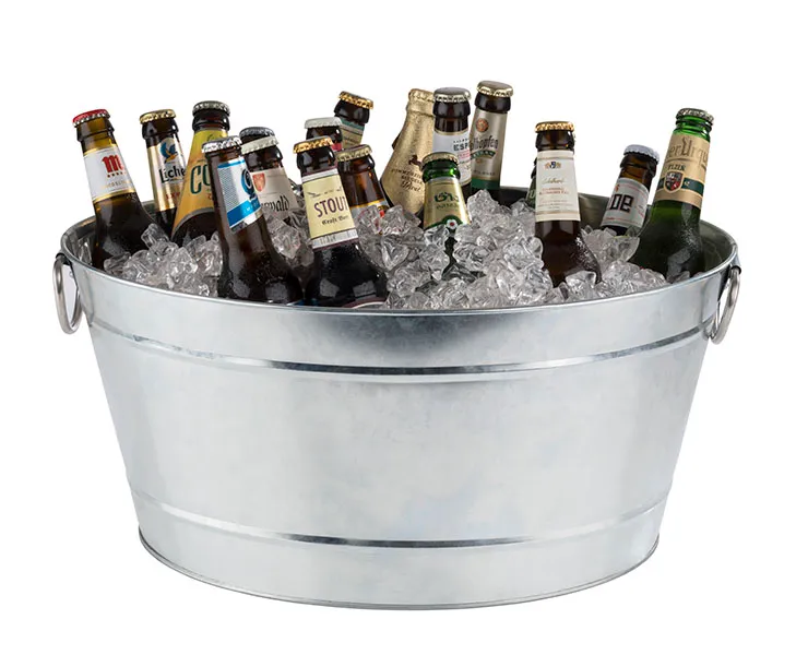 TIN beverage tub, galvanized metal with plastic insert, 50 x 32 cm, H: 23 cm, I: 18 ltr.
