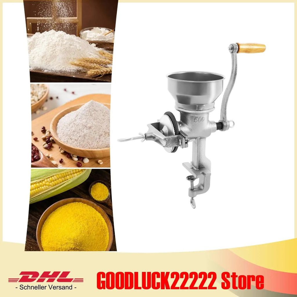 StarTech Grain mill - Manual flour mill 500 - Hand crank - For wheat, corn and coffee beans - Kitchen mill for home use