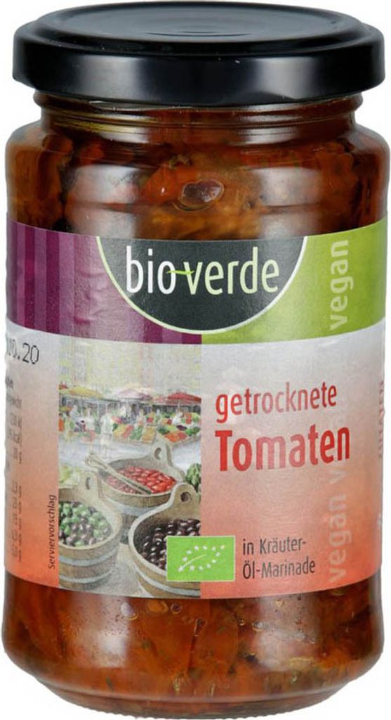 Organic Verde dried tomatoes in herb-oil marinade 200g