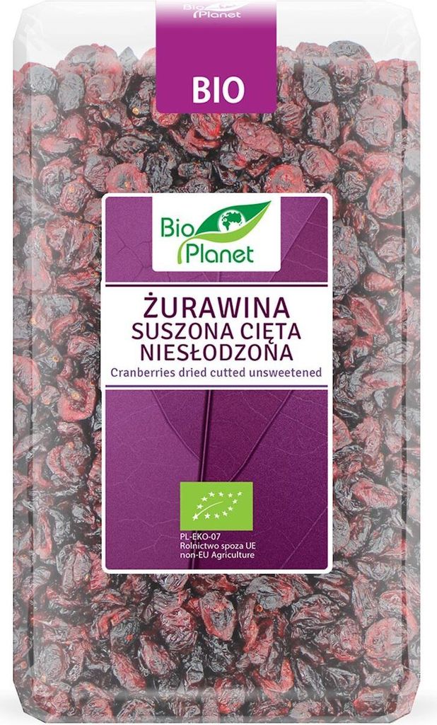 Biogo DRIED SLICED CRANBERRIES, UNSWEETENED, 1 kg - PLANET