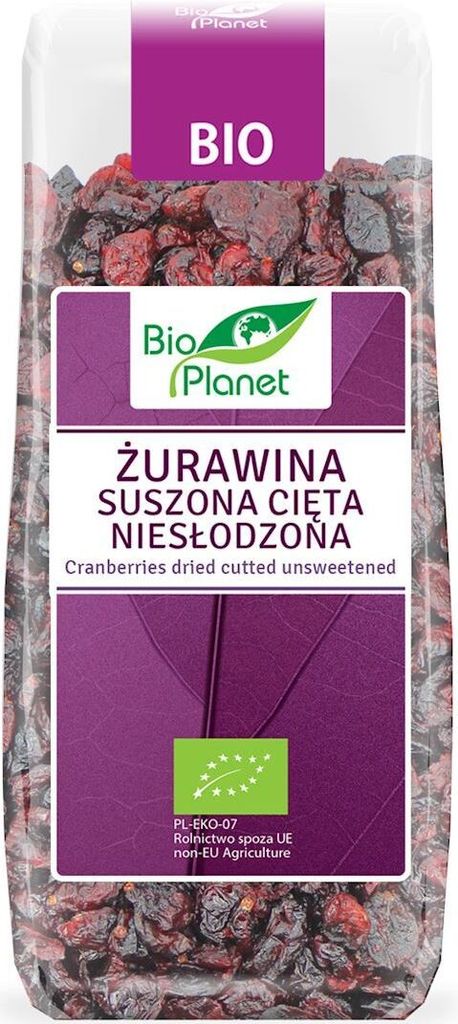 Biogo DRIED SLICED CRANBERRIES, UNSWEETENED, 100 g - PLANET