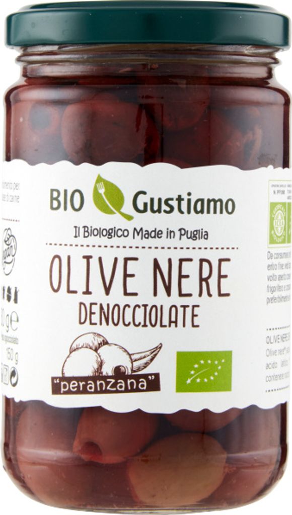 Organic Gustiamo Dried black olives Olive Nere Denocciolate Peranzana 280g -Gustiamo