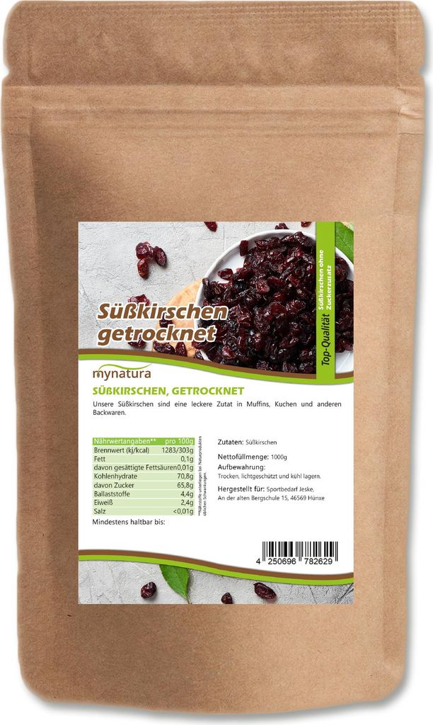 Dried sweet cherries – a fruity-sweet snack | Mynatura 100g