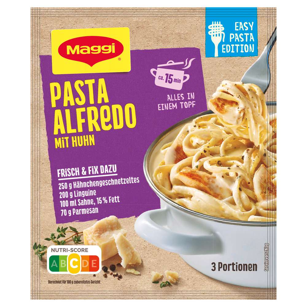 Maggi Easy Pasta Edition spice mix, Pasta Alfredo with chicken 48g