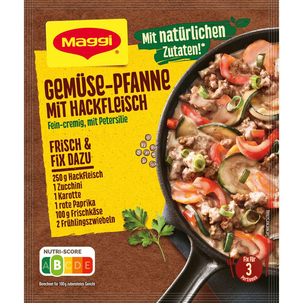 Maggi Spice mix, vegetable pan with minced meat