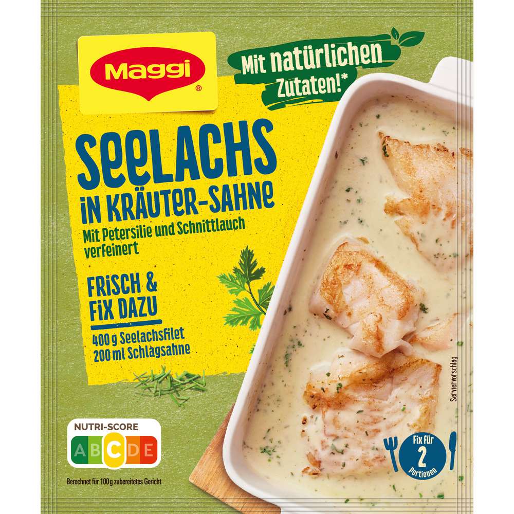 Maggi Spice mix, pollock in herb cream