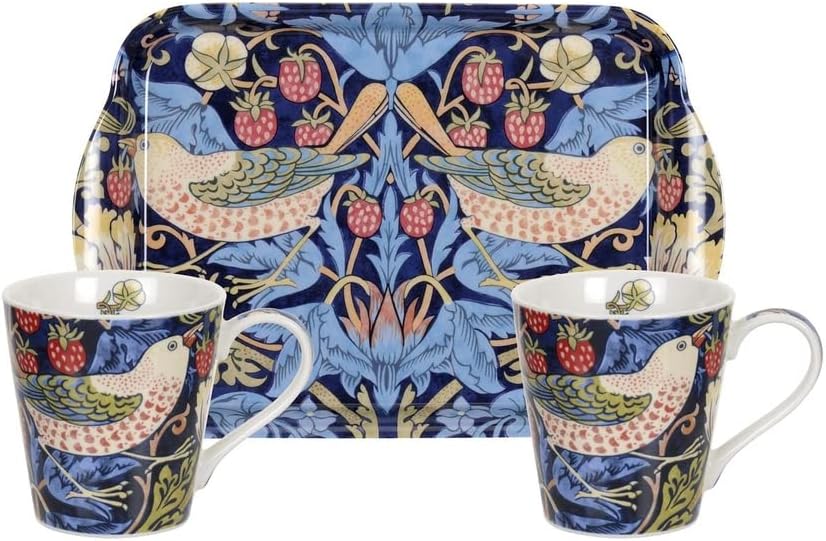 Morris & Co for Pimpernel Strawberry Thief Blue Mug & Tray Set
