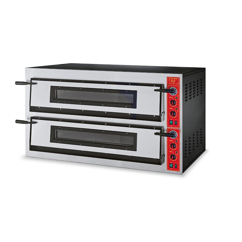 GGF pizza oven with two chambers for 12 pizzas at 360 mm, 18 kW, 1370 x 850 x 750 mm (W x D x H)