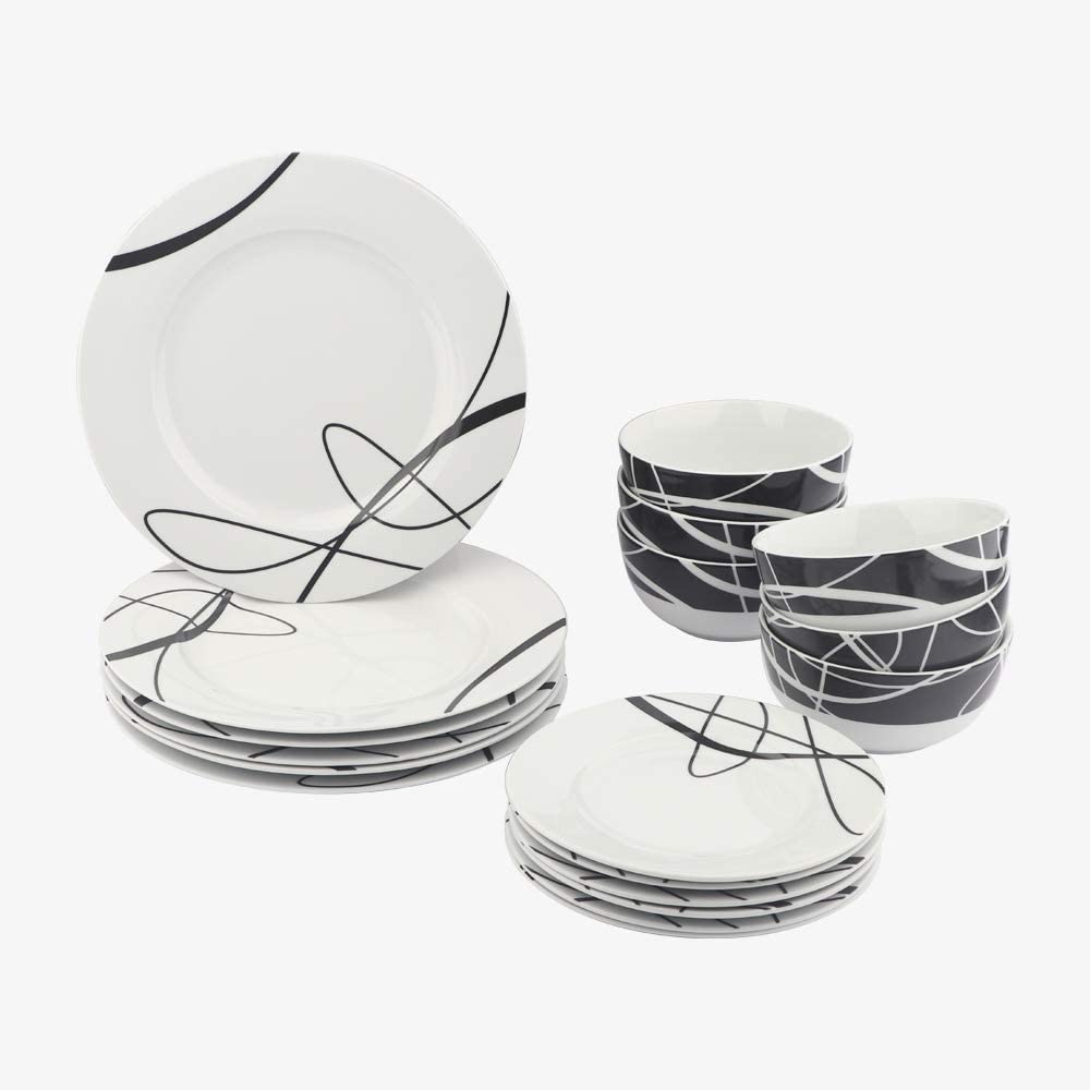AmazonBasics Amazon Basics 18-Piece Dinner Set for 6 People