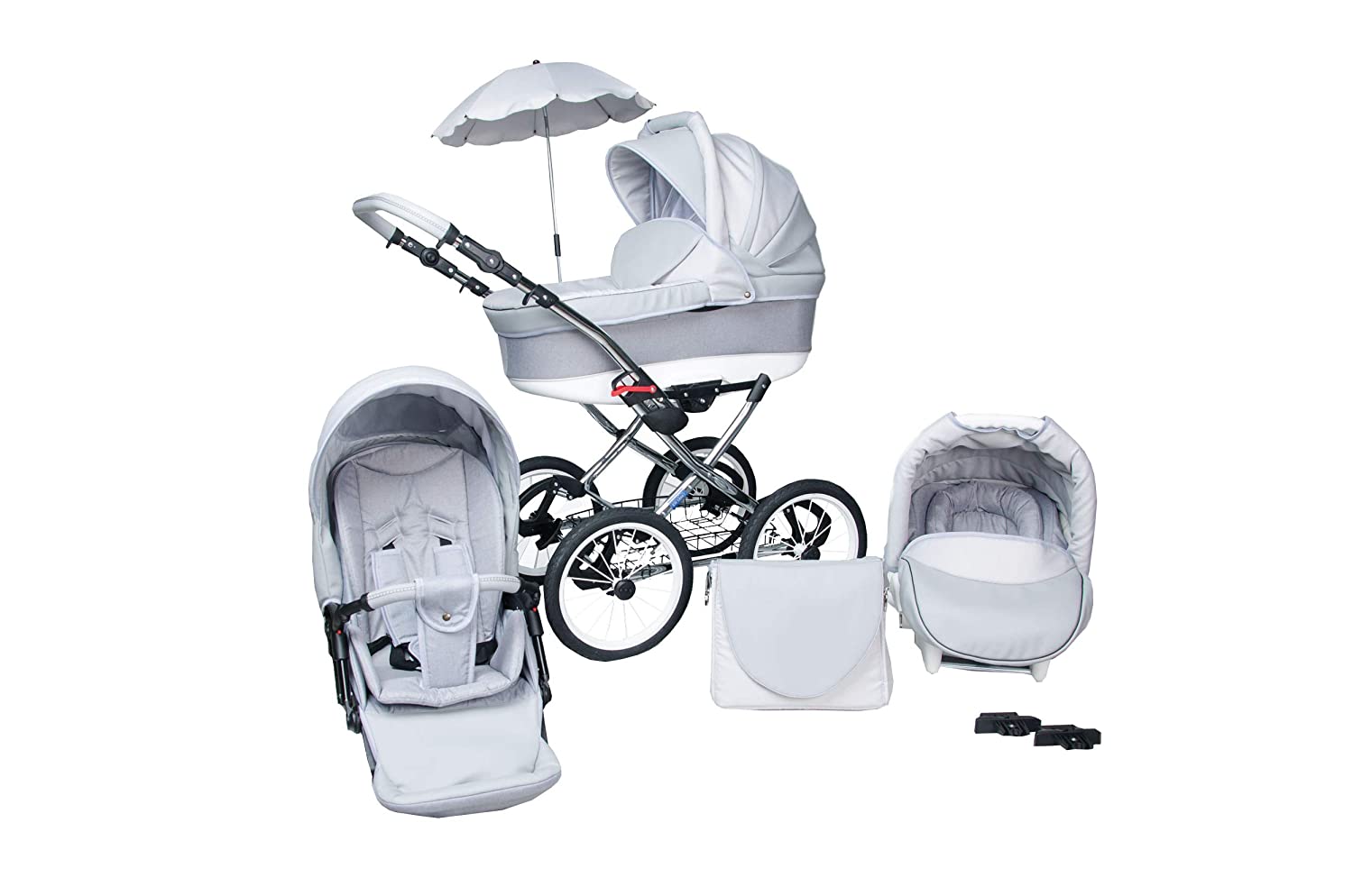 Skyline Classic Retro Style Lux Combination Pram and Pushchair, 3-in-1 Travel System, Car Seat (Isofix)