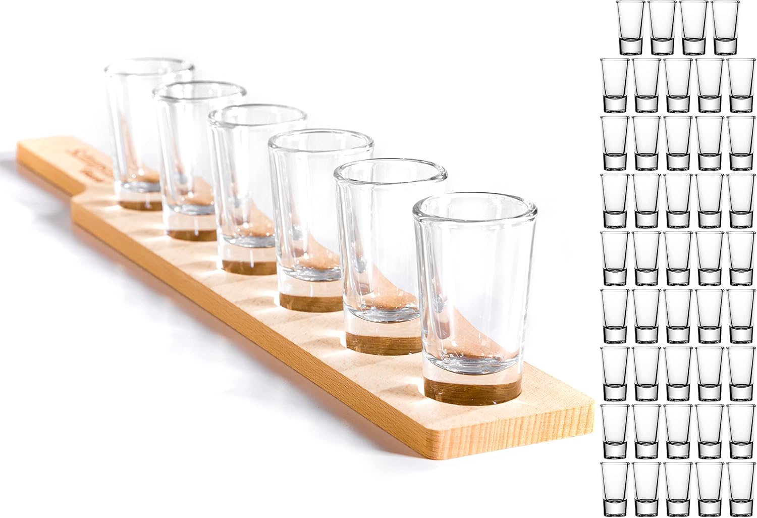 GIESSLE® Shot Glasses Made of Sturdy Glass with Thick Base Shot Glasses Vodka Shot Glasses Set with a Shot Slat Set of 50