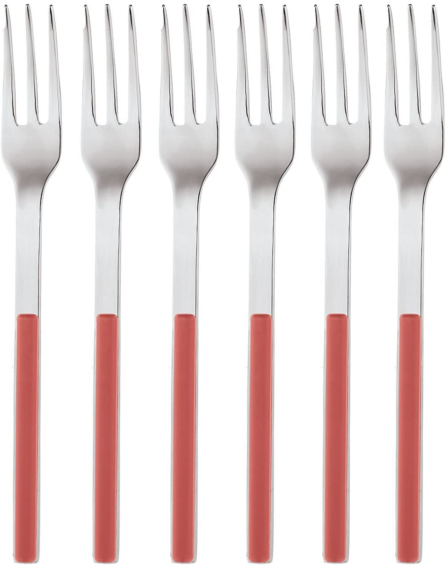 Sambonet Gift Box, 6 Pastry Forks Elba Red S/Steel