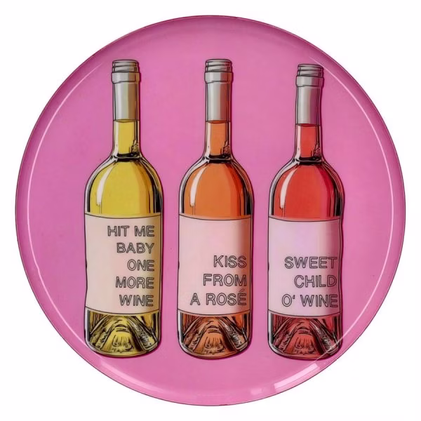 Gift Company Decorative Tray Love Trays Wine Bottles Pink (