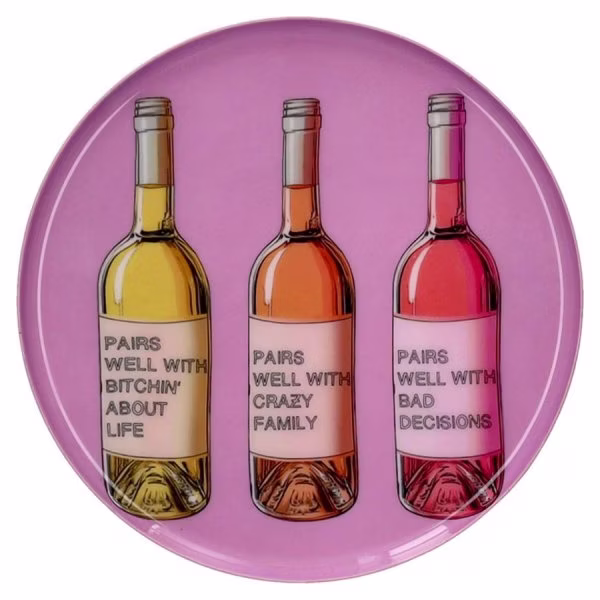 Gift Company Decorative Tray Love Trays Wine Bottles Pink (