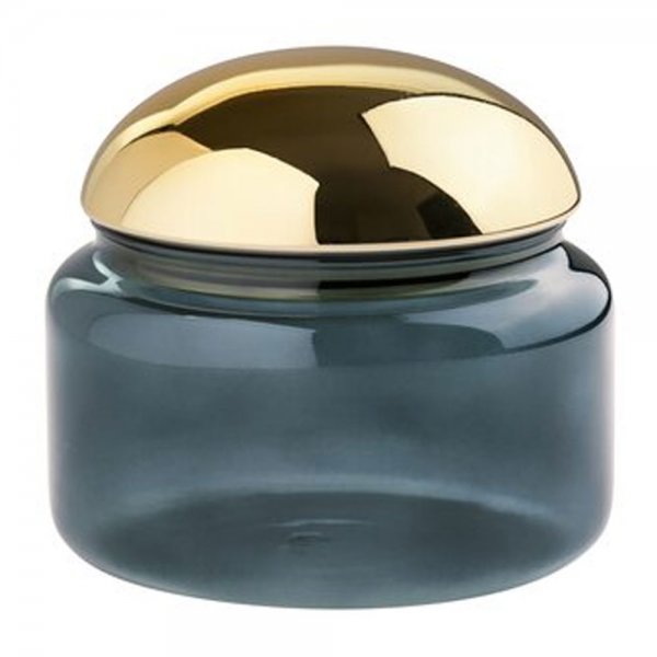 Gift Company Jar with Lid, Voile Glass, Blue Gold