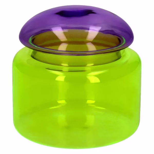 Gift Company Jar with Lid, Voile Glass, Neon Purple Yellow