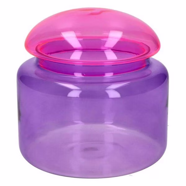 Gift Company Jar with Lid, Voile Glass, Neon Pink Purple