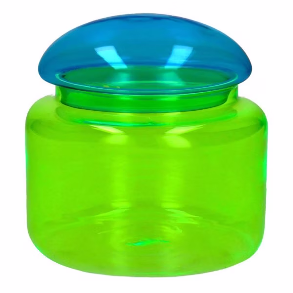 Gift Company Jar with Lid, Voile Glass, Neon Turquoise Green