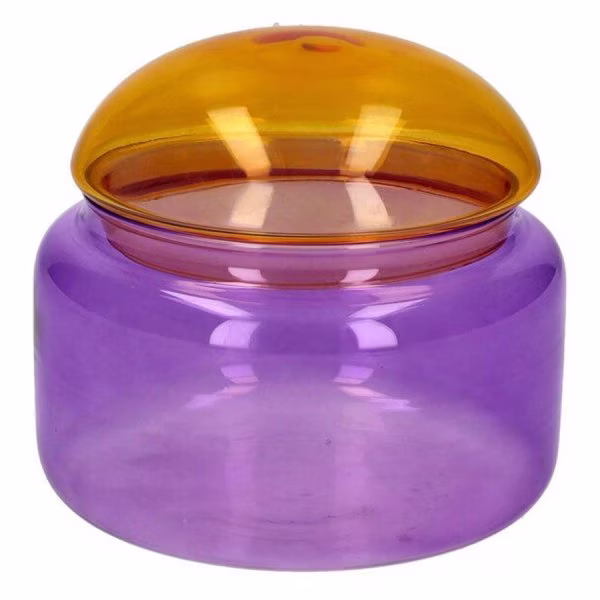Gift Company Jar with Lid, Voile Glass, Orange/Purple