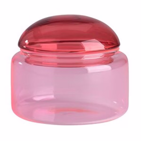Gift Company Jar with Lid, Voile Glass, Red/Pink