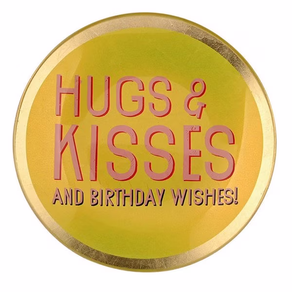 Gift Company Glass Plate Hugs and Kisses Yellow (10cm)