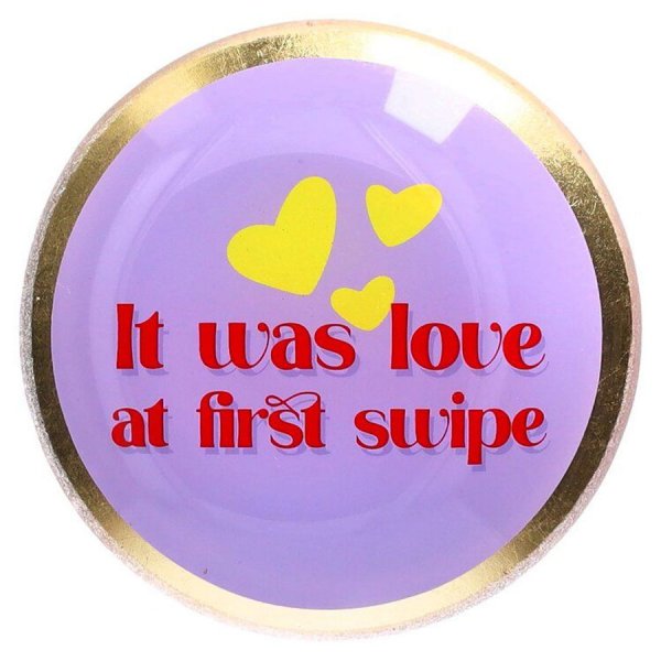 Gift Company Glass Plate It was Love at first Swipe Purple