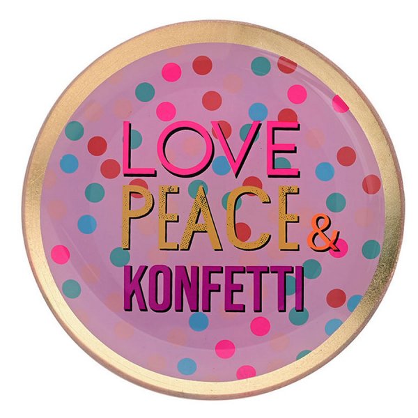 Gift Company Glass Plate Love, Peace & Confetti (13cm)