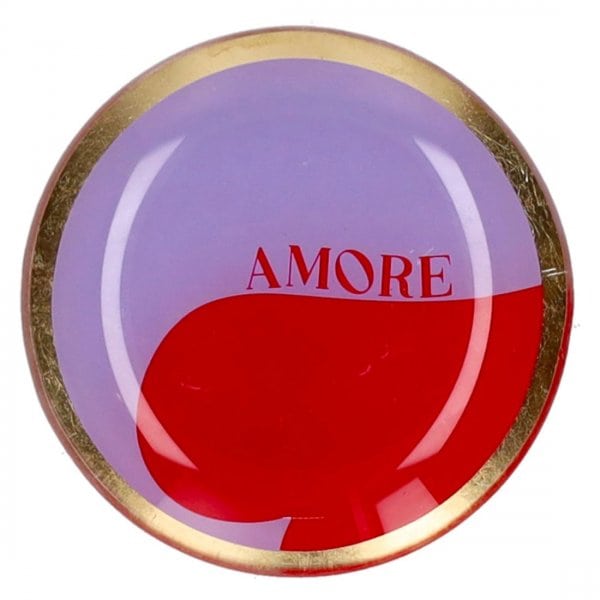 Gift Company Glass Plate Love Plates Amore Purple Red 10cm