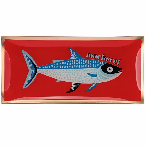Gift Company Glass Plates Love Plates Fish Mackerel Neon