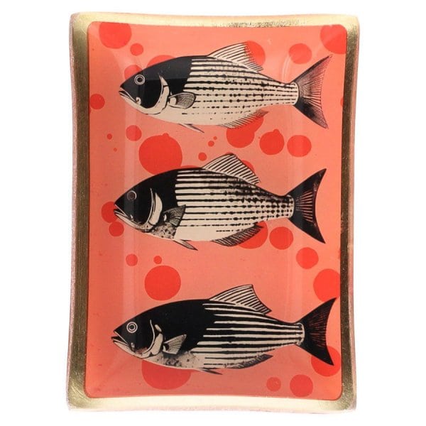 Gift Company Glass Plates Love Plates Fish Orange Black