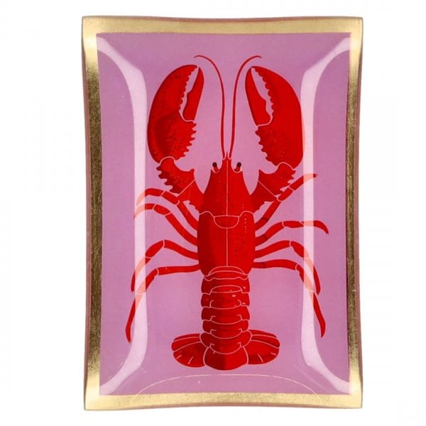 Gift Company Glass Plate Love Plates Lobster Pink Red