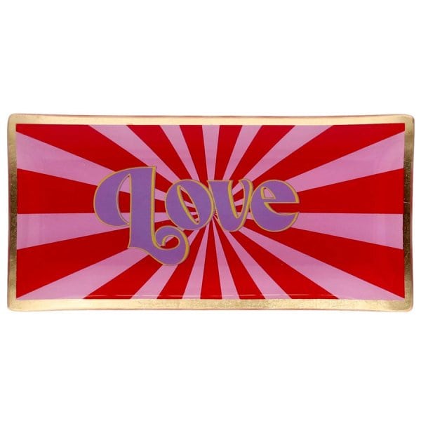 Gift Company Glass Plate Love Plates Love Pink Red (21cm