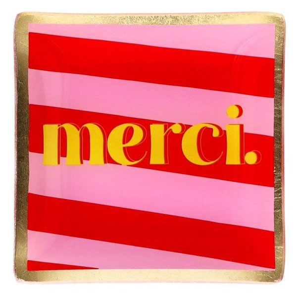 Gift Company glass plate Love Plates Merci Pink Red