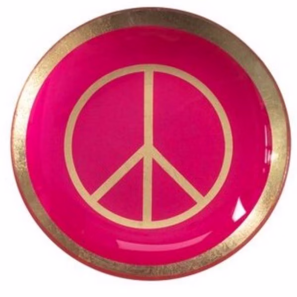 Gift Company Glass Plate Love Plates Peace Neon Pink (10
