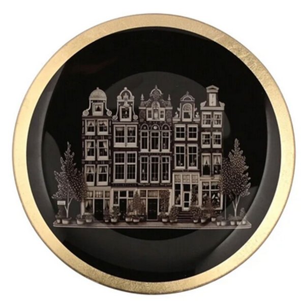 Gift Company glass plate Love Plates Townhouses Black