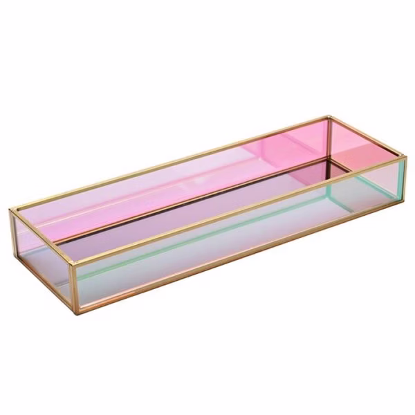 Gift Company Tray Mirror Glass Box Oblong (30x10cm)