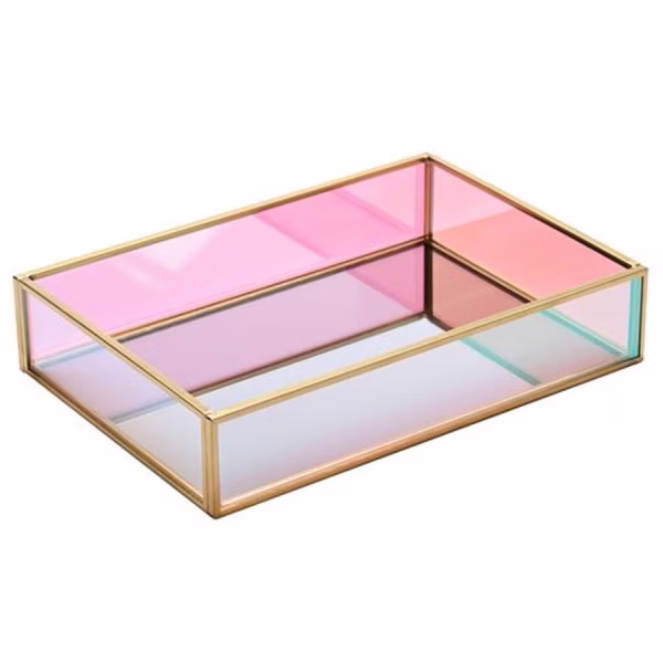 Gift Company Tray Mirror Glass Box Rectangular (20x14cm)