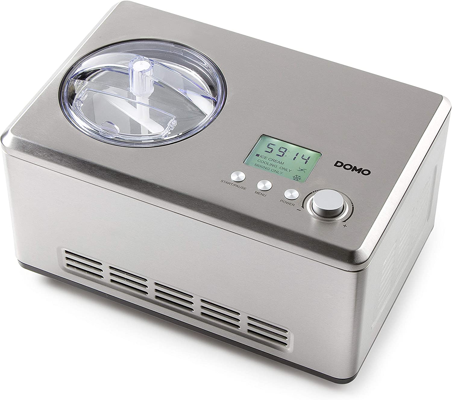 Domo DO9201L 2 L DO9201I DO920I Ice Cream Maker, Stainless Steel, 2 Litres, Silver