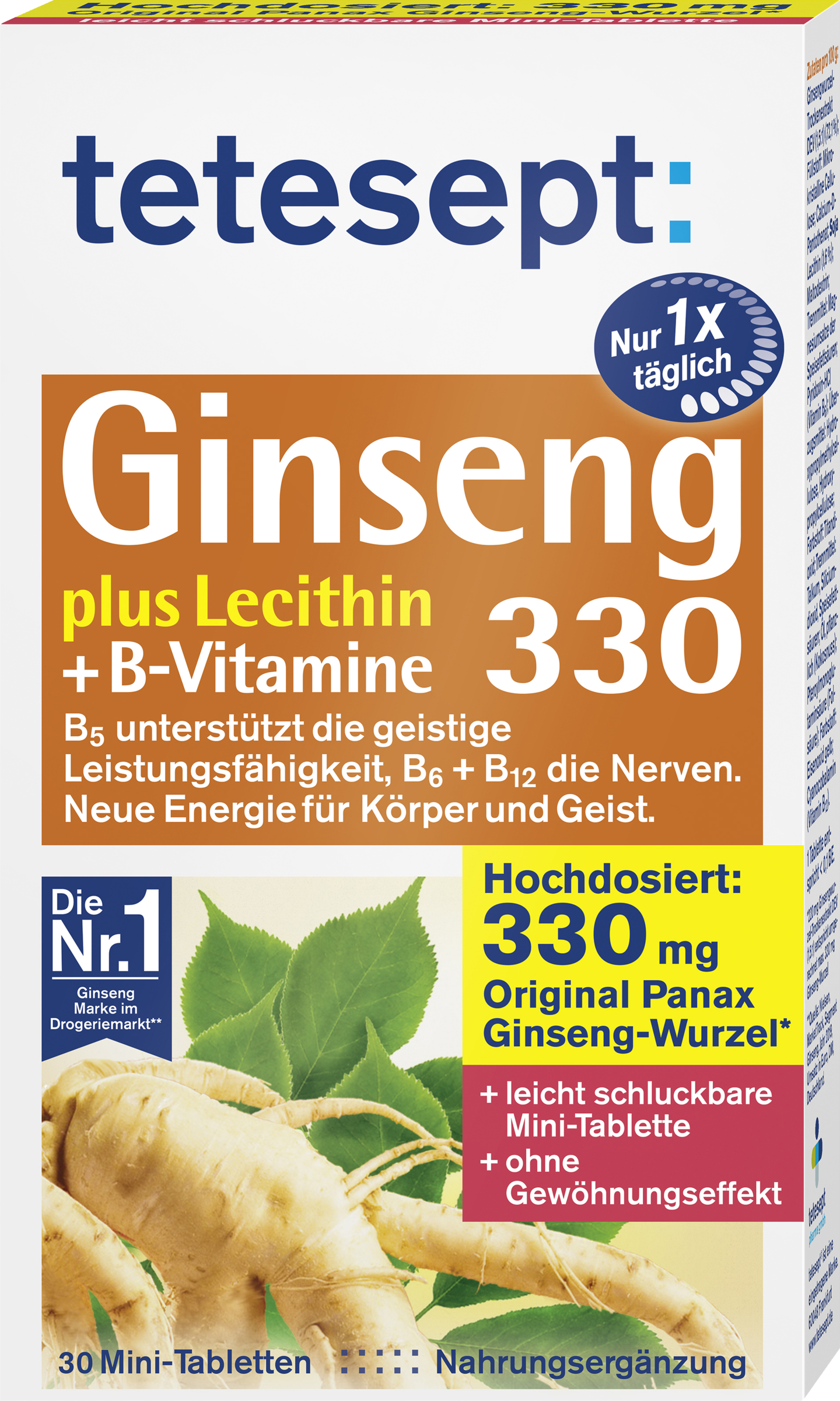 tetesept Ginseng 330 plus Lecithin + B-Vitamine