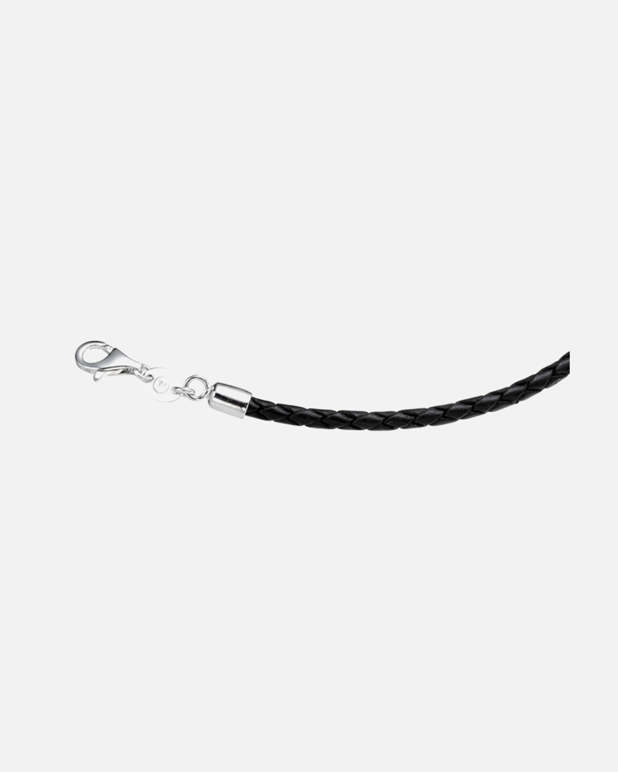 Giorgio Martello Milano necklace chain braided leather cord, black, silver 925 55 cm