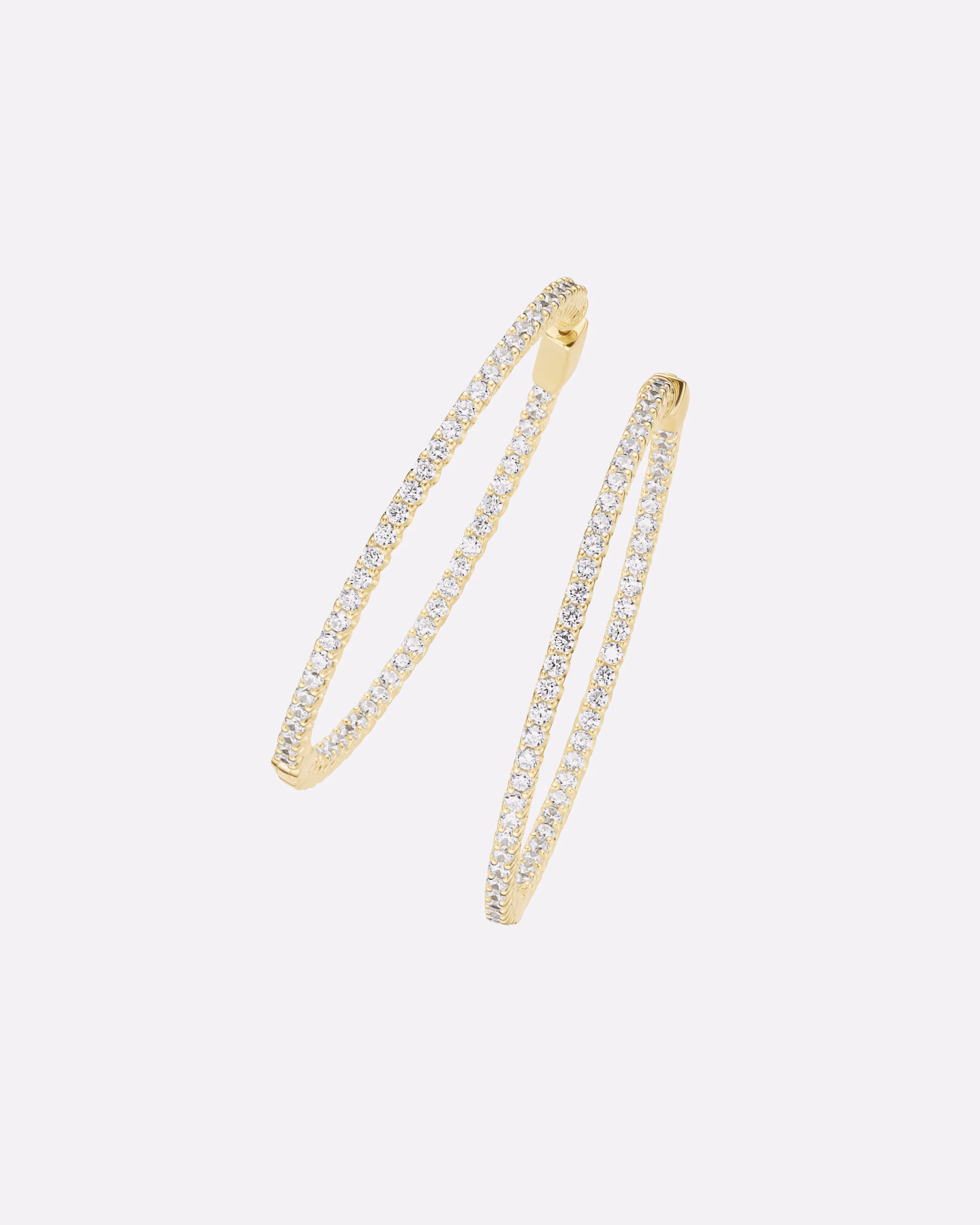 Giorgio Martello Milano earring folding hoop earrings with sparkling zirconia stones, yellow gold plated, silver 925 ca. Ø 5cm