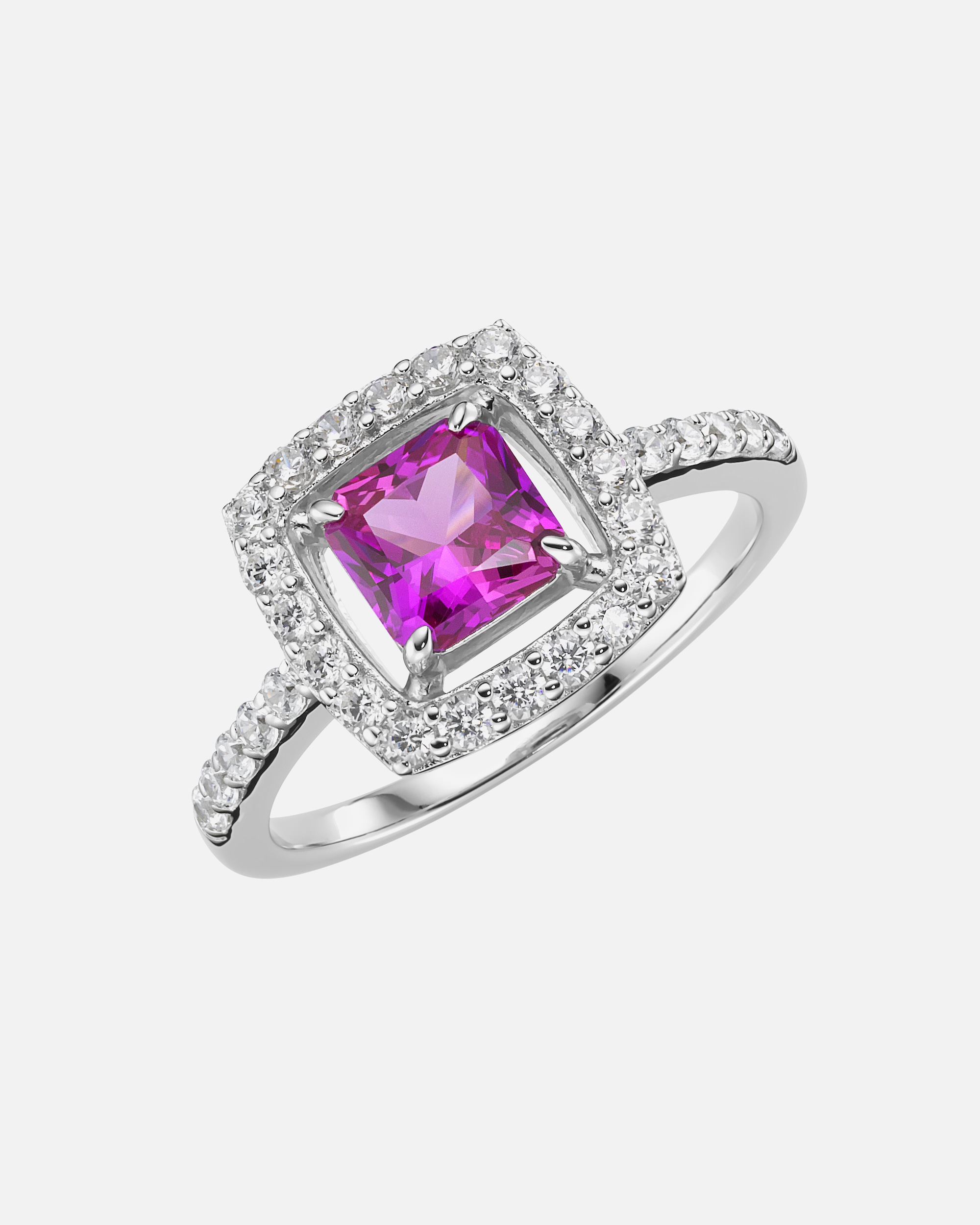 Giorgio Martello Milano ring ring in blue, fuchsia or purple, white zirconia, silver 925 60