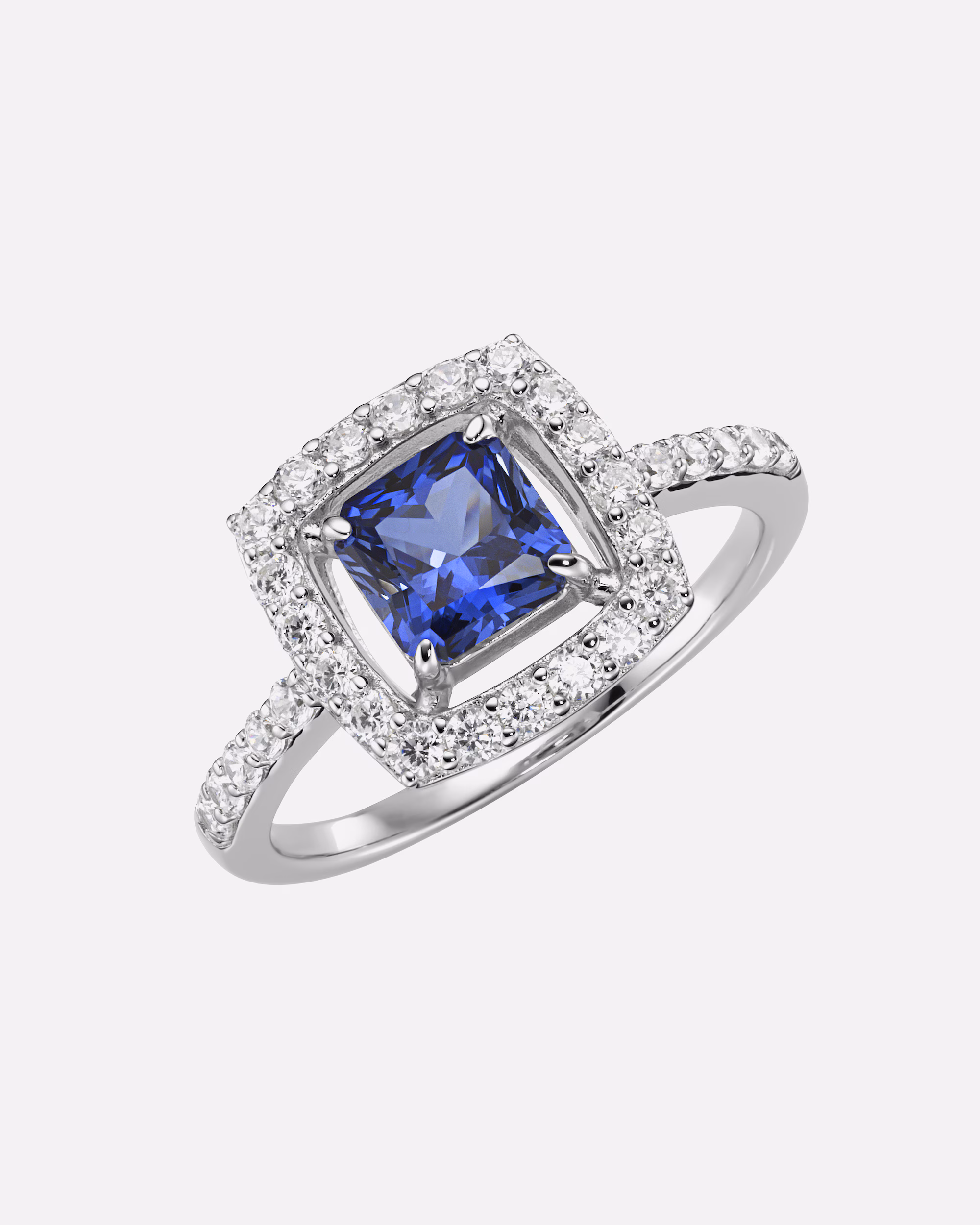 Giorgio Martello Milano ring ring in blue, fuchsia or purple, white zirconia, silver 925 54