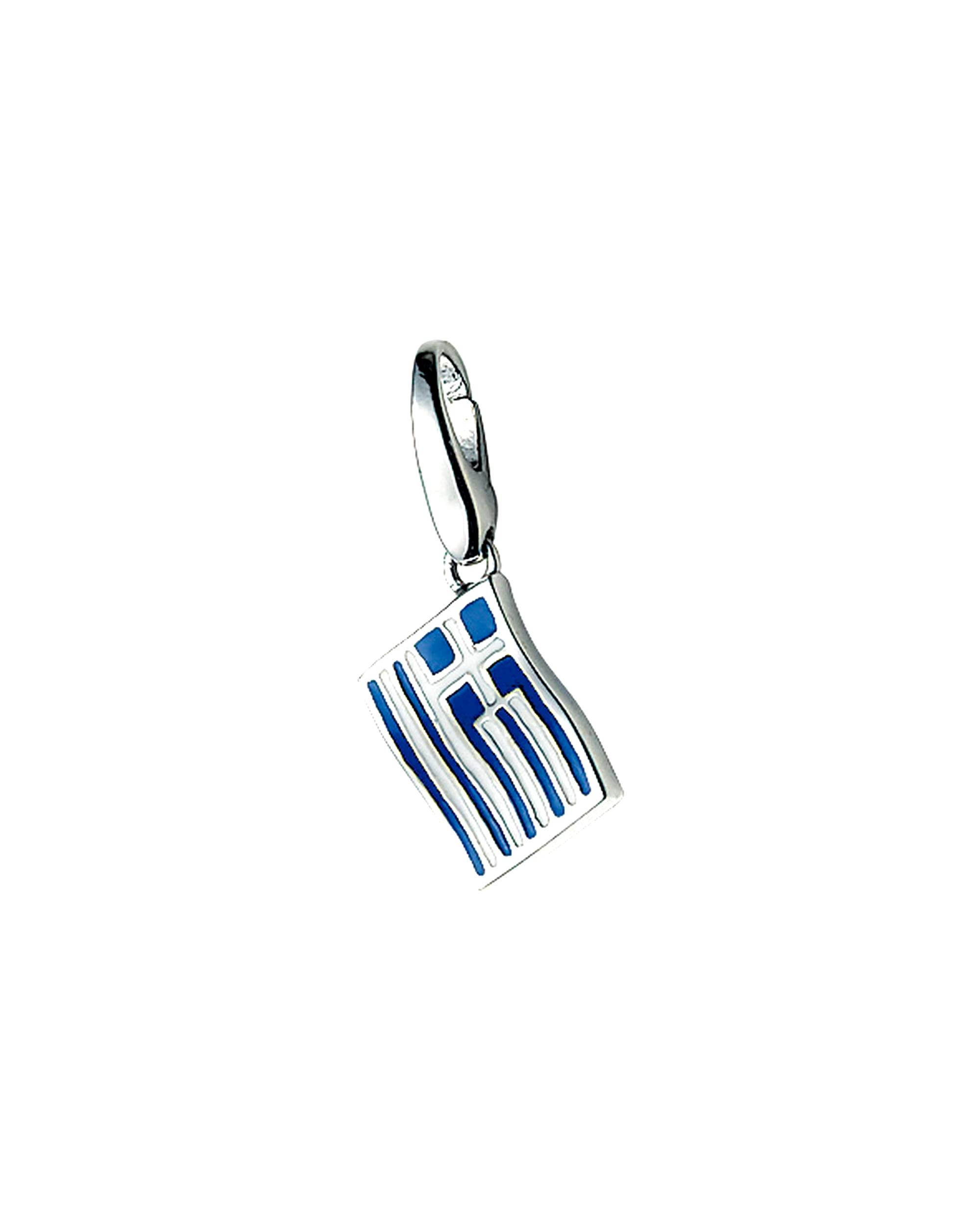 Giorgio Martello Milano jewelry pendant charm Greece flag, silver 925 Onesize