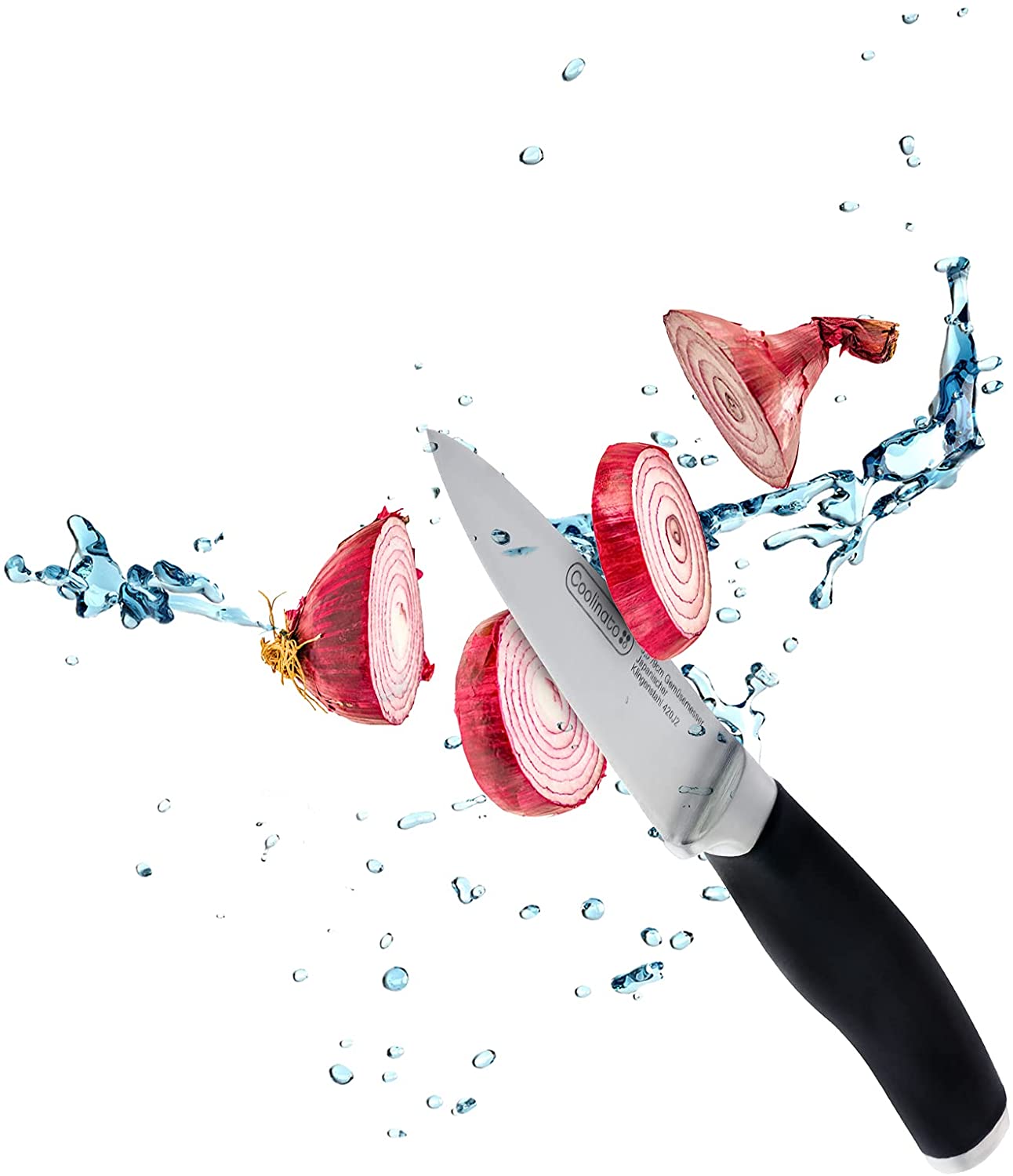 Coolinato Vegetable knife, rust-proof, extra sharp, knife blade guard, ergonomic handle, total length 19 cm, blade length 9 cm.