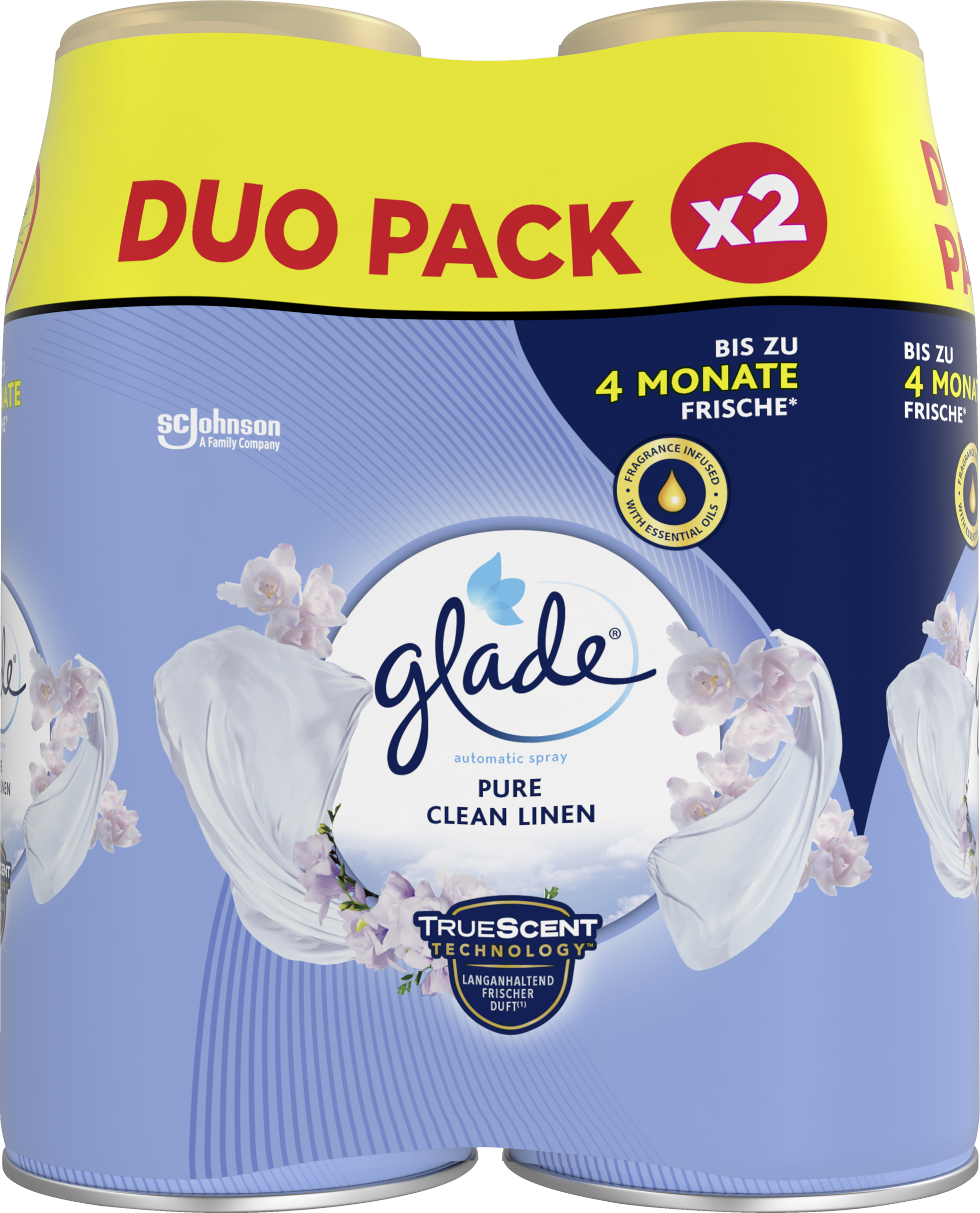 Glade Automatic Spray Air Freshener Pure Clean Linen Refill Duo Pack 538 ml