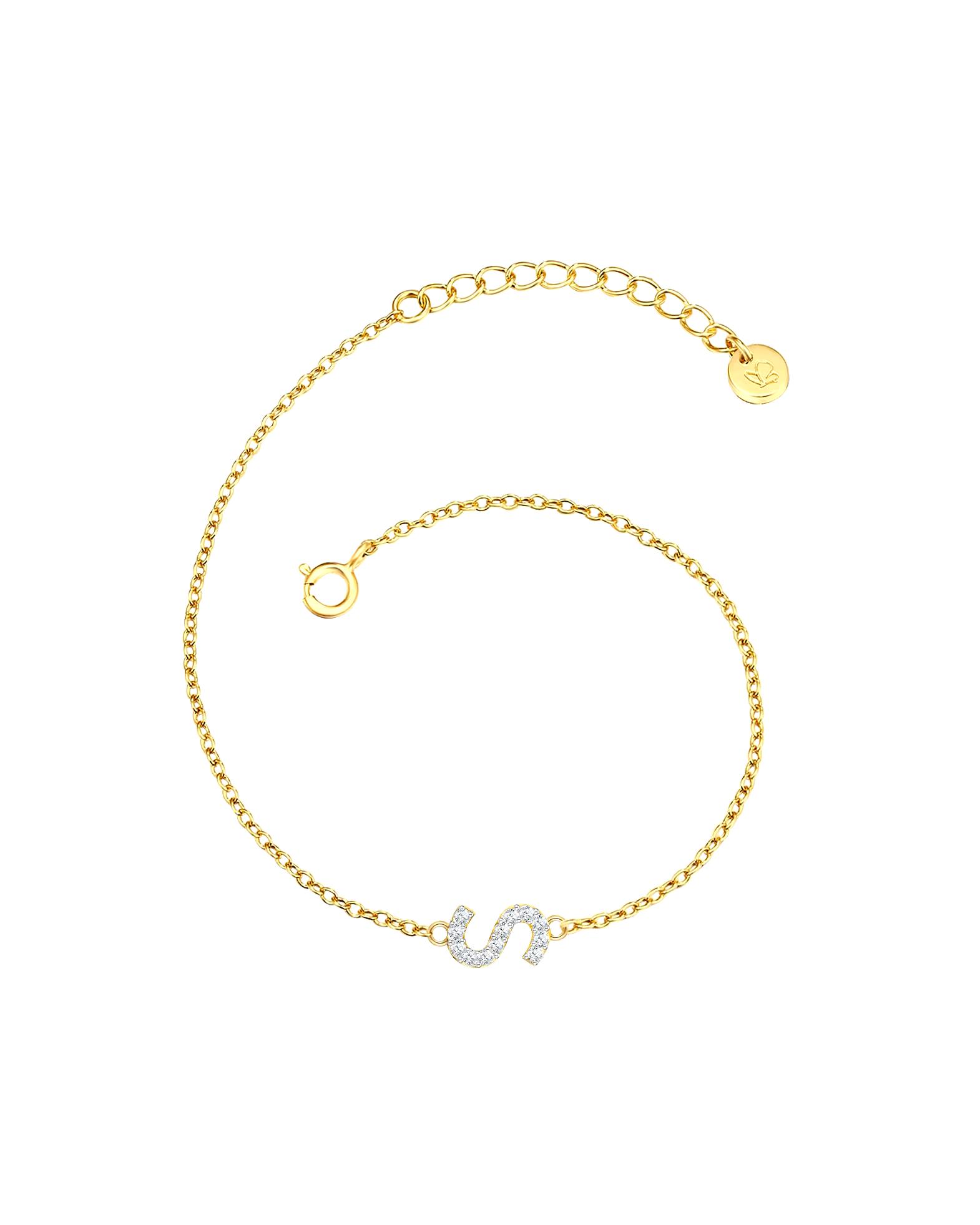 Glanzstücke München Highlights Munich Bracelet Bracelet Letter R Sterling Silver Zirconia in Yellow Gold