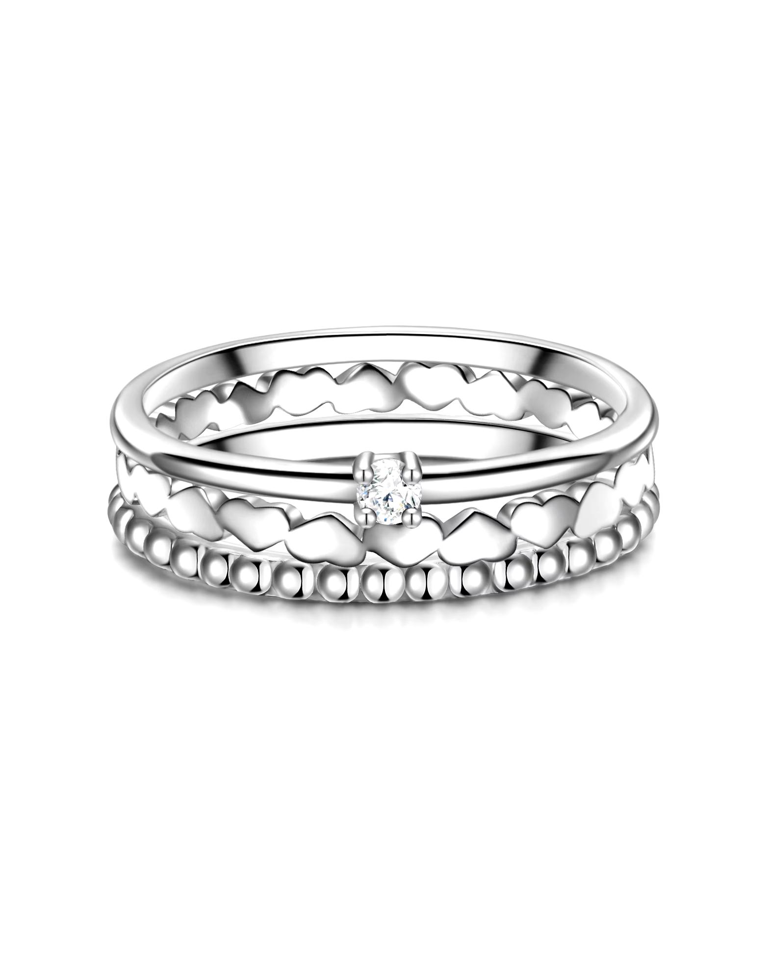 Glanzstücke München Highlights Munich Ring Ring Heart/Ball Sterling Silver Zirconia in Silver