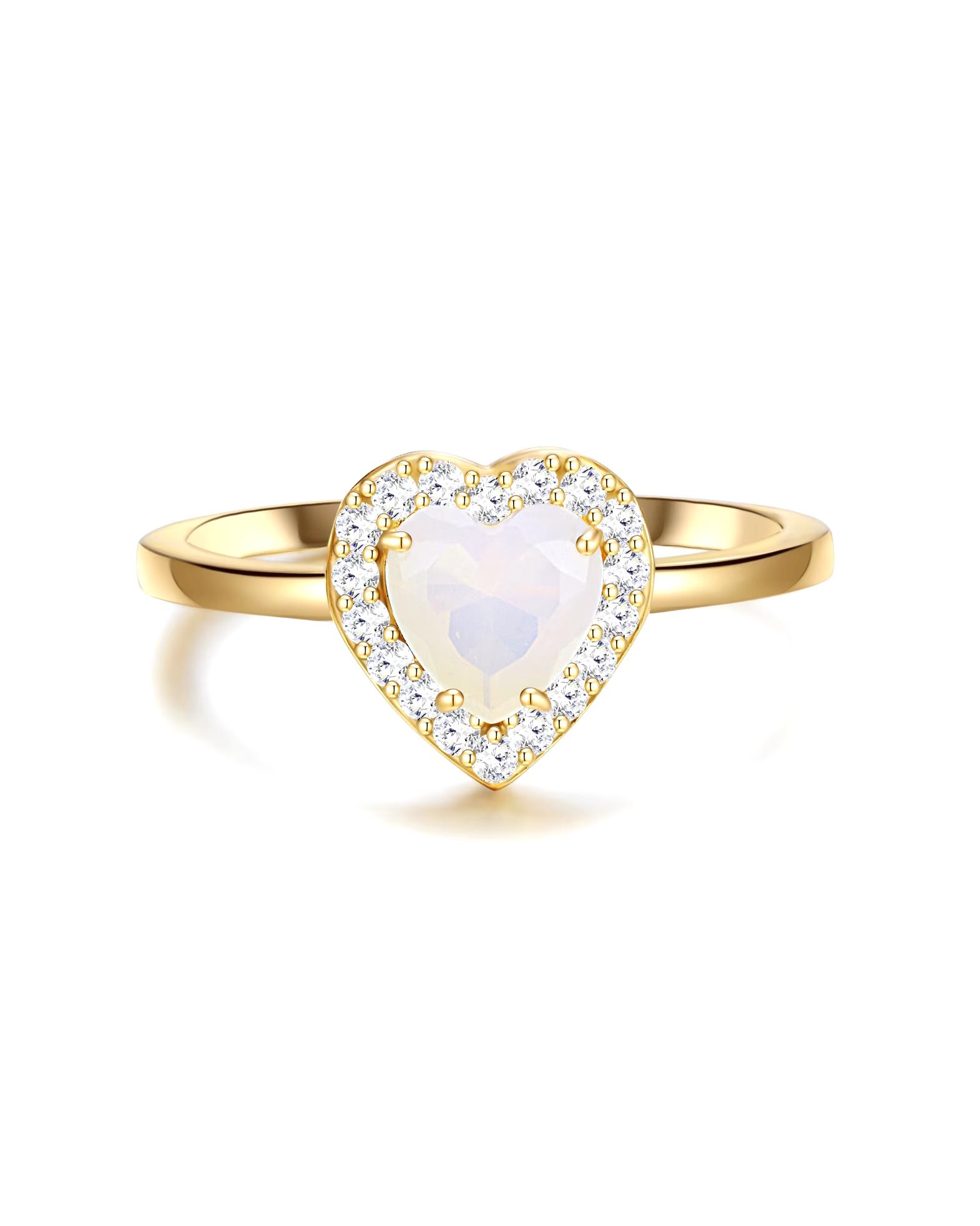 Glanzstücke München Highlights Munich Ring Ring Heart Sterling Silver Moonstone (synthetic) in yellow gold