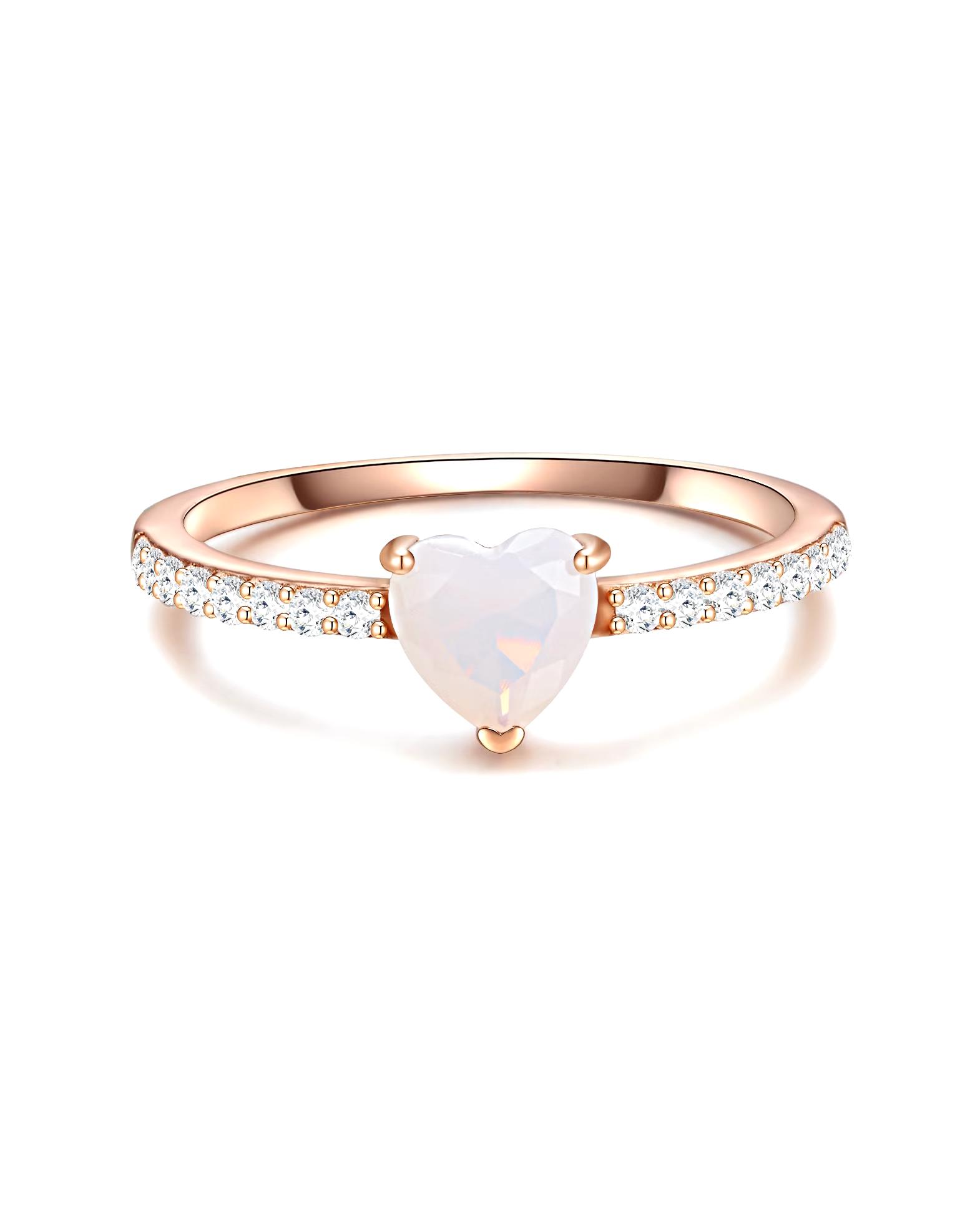 Glanzstücke München Highlights Munich Ring Ring Heart Sterling Silver Moonstone (synthetic) in rose gold